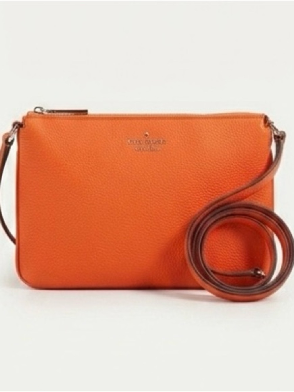 Kate Spade Leila Triple Gusset Crossbody - Vibrant Orange Pebbled Leather - VGC